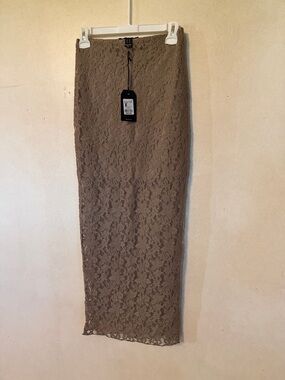 NWT Lace Maxi Pencil Skirt in Taupe